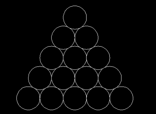 CAD正三角形中怎么画15个相切的圆 CAD正三角形中怎么画15个相切的圆