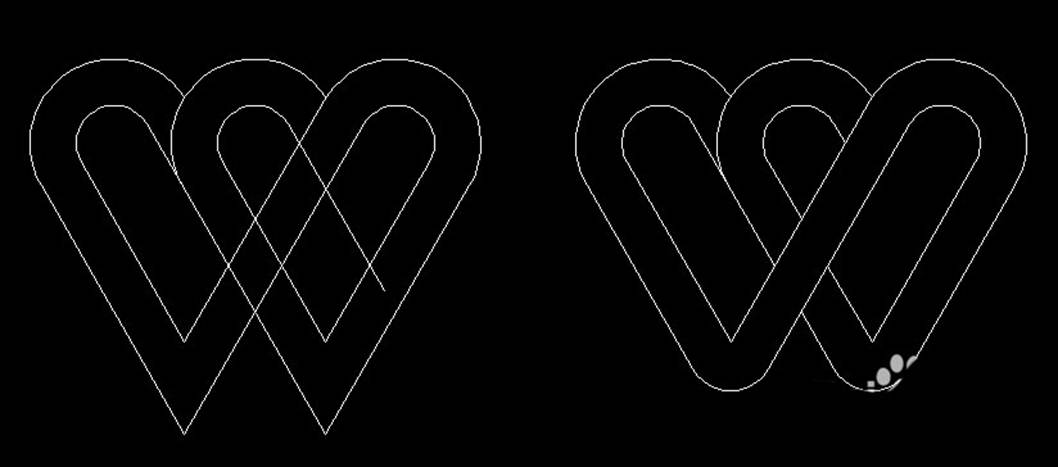 CAD如何绘制双心形的图案 CAD如何绘制双心形的图案