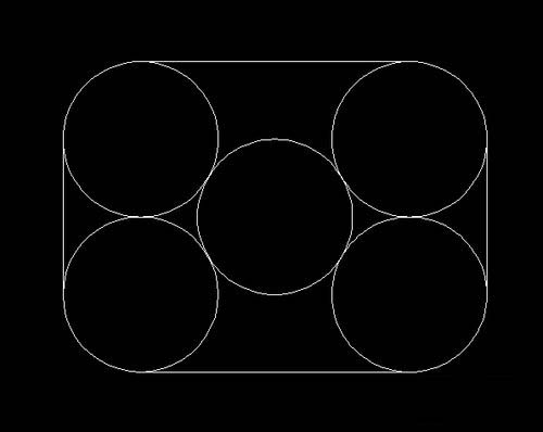 CAD中如何绘制矩形内切五个圆 CAD中如何绘制矩形内切五个圆
